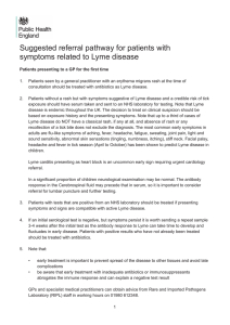 Suggested referral pathway for patients with symptoms related to Lyme disease