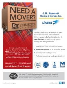 J.H. Bennett Moving &amp; Storage, an agent students moving and storage services.