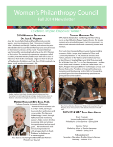 Women’s Philanthropy Council Fall 2014 Newsletter Celebrate. Inspire. Empower. Women. S