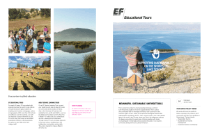 Educational Tours SUPPORTING SUSTAINABILITY ON THE SHORES OF LAKE TITICACA