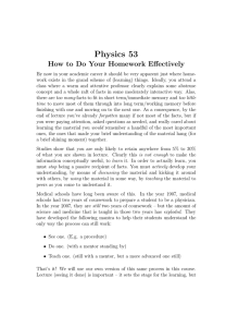 Physics 53 How to Do Your Homework Effectively