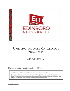 Undergraduate Catalogue 2014 – 2016 Addendum