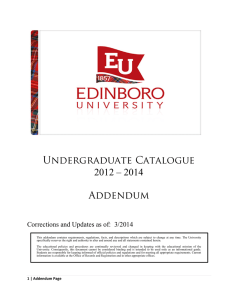 Undergraduate Catalogue 2012 – 2014 Addendum