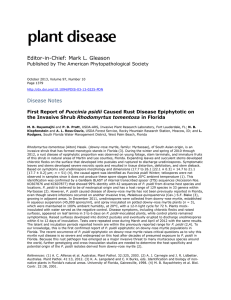 Editor-in-Chief: Mark L. Gleason Disease Notes Published by The American Phytopathological Society