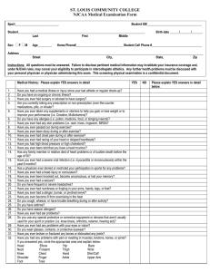 ST. LOUIS COMMUNITY COLLEGE NJCAA Medical Examination Form