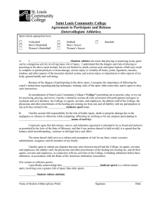 Saint Louis Community College Agreement to Participate and Release (Intercollegiate Athletics