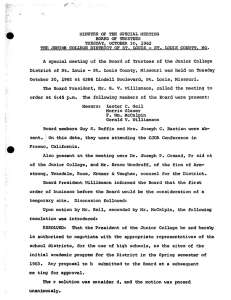 MINUTES OF THE SPECIAL MEETING BOARD OF TRUSTEES TUESDAY, OCTOBER 30, 1962