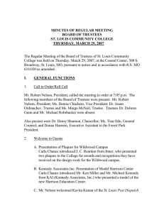 The Regular Meeting of the Board of Trustees of St.... College was held on Thursday, March 29, 2007, at the... MINUTES OF REGULAR MEETING