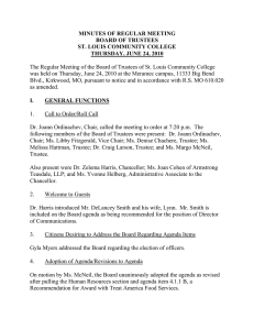 MINUTES OF REGULAR MEETING BOARD OF TRUSTEES ST. LOUIS COMMUNITY COLLEGE