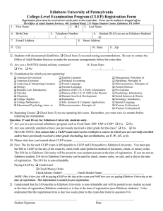 Edinboro University of Pennsylvania College-Level Examination Program (CLEP) Registration Form