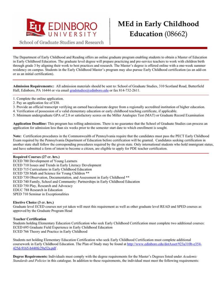 MEd In Early Childhood Education