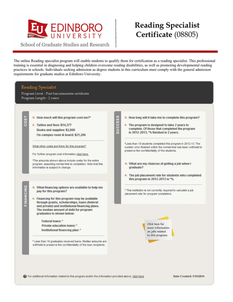 Reading Specialist Certificate