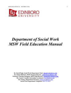 Department of Social Work MSW Field Education Manual  1