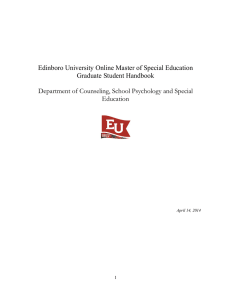 Edinboro University Online Master of Special Education Graduate Student Handbook