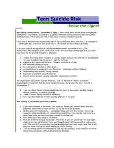Teen Suicide Risk Know the Signs!