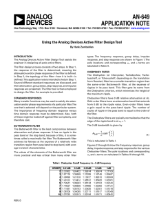 AN-649 APPLICATION NOTE Using the Analog Devices Active Filter Design Tool