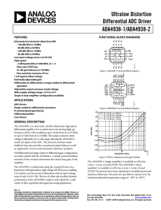 Ultralow Distortion Differential ADC Driver ADA4938-1/ADA4938-2