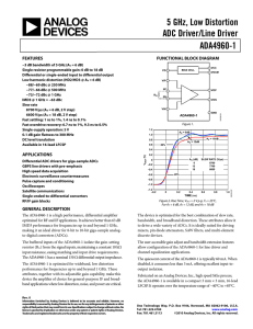 5 GHz, Low Distortion ADC Driver/Line Driver ADA4960-1