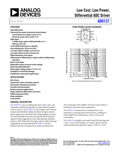 Low Cost, Low Power, Differential ADC Driver  AD8137