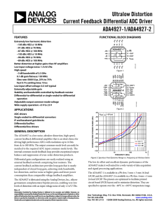 Ultralow Distortion Current Feedback Differential ADC Driver ADA4927-1/ADA4927-2