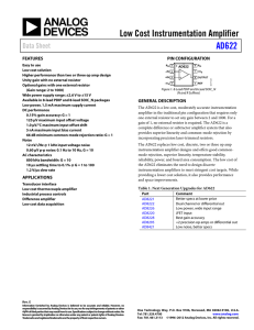 Low Cost Instrumentation Amplifier AD622 Data Sheet FEATURES