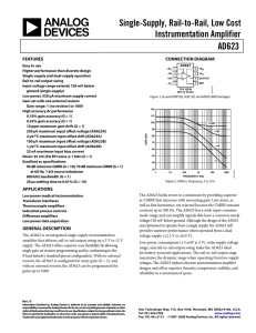 Single-Supply, Rail-to-Rail, Low Cost Instrumentation Amplifier AD623