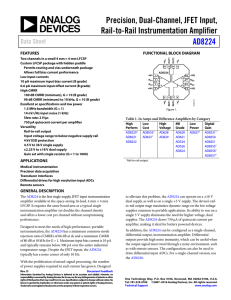 Precision, Dual-Channel, JFET Input, Rail-to-Rail Instrumentation Amplifier AD8224 Data Sheet
