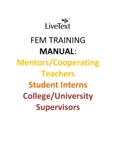 FEM TRAINING MANUAL Mentors/Cooperating Teachers