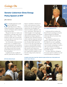 S Goings On Senator Lieberman Gives Energy Policy Speech at RFF