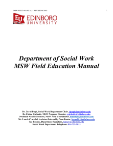 Department of Social Work MSW Field Education Manual 1