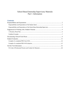 School-Based Internship Supervisory Materials Part 1: Information Contents