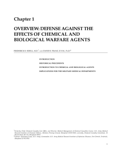 Chapter 1 OVERVIEW: DEFENSE AGAINST THE EFFECTS OF CHEMICAL AND BIOLOGICAL WARFARE AGENTS