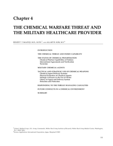 Chapter 4 THE CHEMICAL WARFARE THREAT AND THE MILITARY HEALTHCARE PROVIDER