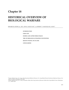 Chapter 18 HISTORICAL OVERVIEW OF BIOLOGICAL WARFARE