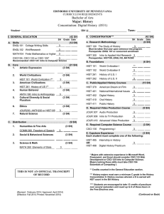 Bachelor of Arts Concentration: Digital History  (0531) Major: History