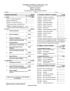 Bachelor of Science Concentration: Forensic Sciences (0443) Major: Chemistry EDINBORO UNIVERSITY OF PENNSYLVANIA