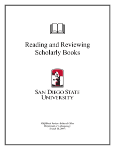 Reading and Reviewing Scholarly Books Department of Anthropology