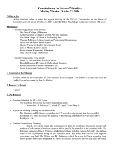 Commission on the Status of Minorities Meeting Minutes: October 21, 2014