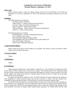 Commission on the Status of Minorities Meeting Minutes: September 16, 2014
