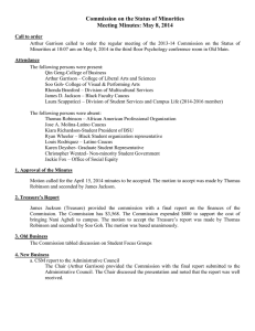 Commission on the Status of Minorities Meeting Minutes: May 8, 2014
