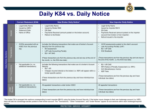Daily K84 vs. Daily Notice Current Statement (K84) New Broker Daily Notice*