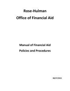 Rose-Hulman Office of Financial Aid  Manual of Financial Aid