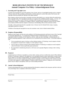 ROSE-HULMAN INSTITUTE OF TECHNOLOGY Annual Computer Use Policy--Acknowledgement Form