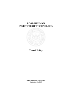 ROSE-HULMAN INSTITUTE OF TECHNOLOGY Travel Policy