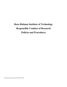 Rose-Hulman Institute of Technology Responsible Conduct of Research Policies and Procedures