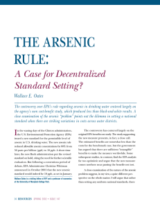 the arsenic rule: A Case for Decentralized Standard Setting?