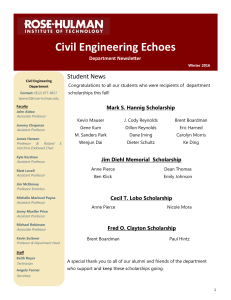 Civil Engineering Echoes Student News Department Newsle er Mark S. Hannig Scholarship