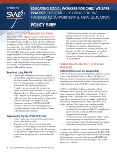 POLICY BRIEF EDUCATING SOCIAL WORKERS FOR CHILD WELFARE PRACTICE: