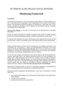 Monitoring Framework EU Platform on diet, Physical Activity and Health