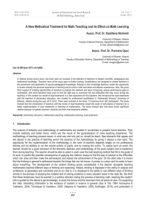 A New Methodical Treatment for Math Teaching and its Effect... Assoc. Prof. Dr. Svjetllana Kërënxhi Journal of Educational and Social Research